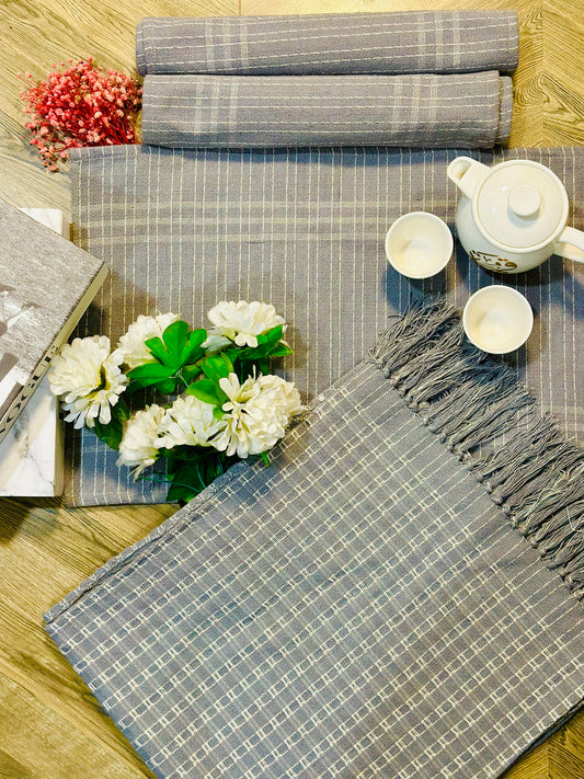 Dove-Grey Stripe Place Mats